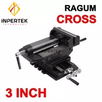 Ragum 3 CROSS 75 mm Catok 3 Inch Vise Penjepit Tanggem Meja Silang