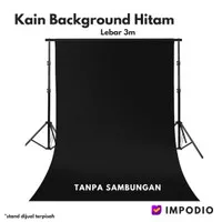 Kain hitam lebar 3m panjang bebas background / backdrop premium