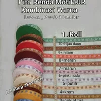 RENDA JR BESAR / PITA RENDA BORDIR MOTIF BUNGA 2 CM PER ROLL