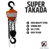 SUPER TAKADA CHAIN BLOCK 3 TON 5 METER / KATROL / TAKEL