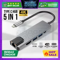 USB Type C Hub 5 in 1 LAN Adapter HDMI with Pass-through YC-206