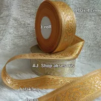 pita renda bordir emas ,lebar 4 cm