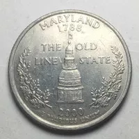 Uang Koin Amerika Quarter Dollar Tahun 200D Maryland