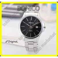 Jam Tangan Cowok Bonico Asli Original 5896 Gelang Stainless Band Laris