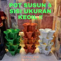 Pot Bunga Tanaman Susun Tingkat Tumpuk Stackable 4 Sisi KECIL Plastik