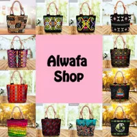 Totebag Sumbu Hijab Totebag Tali Sumbu Muslimah Motif Ethnic Kartun