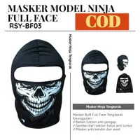 Masker Motor Full Face Balaclava Model Ninja Motif Tengkorak Hitam