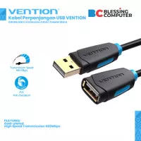 Kabel Perpanjangan USB VENTION CBCBG USB 2.0 Extension Cable 1.5 M BLK