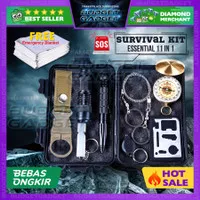 Peralatan Survival Hiking Camping 9 in 1 Senter Pisau Kompas DLL - SOS