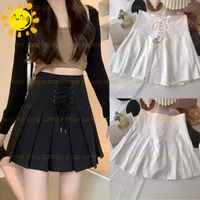 LACE UP MINI PLEATED A-LINE SKIRT