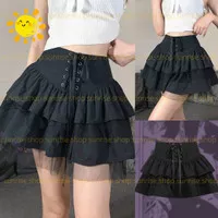 LACE UP MINI TIERED A-LINE SKIRT