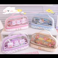 Kotak Pensil Anak Soft Cute Cartoon Pencil Case Pin Bros Boneka Lucu