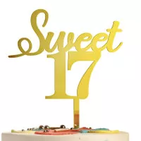 Topper Kue Akrilik Sweet Seventeen Umur 17 Tahun / Cake Topper Acrylic