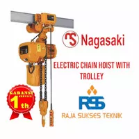 ELECTRIC CHAIN HOIST 2 TON 6 METER 3 PHASE WITH TROLLEY NAGASAKI JAPAN
