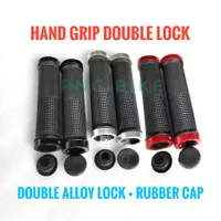 Grip Silver Merah Hitam Double Lock Alloy Handgrip Stang Sepeda