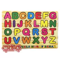 Puzzle Huruf Besar Kapital Alphabet Abjad Kayu Mainan Edukasi Anak ABC