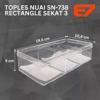 Toples Kue NUAI SN-738 - Rectangle Sekat 3, Toples Roti/Kue/Makanan