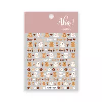 Cute Colorful Bear & Heart Nail Sticker Stiker Kuku Beruang Lucu