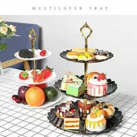 Cake Tier Stand Plate Display 3 Susun Tempat Rak Makan Buah Cup cake