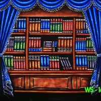 BACKGROUND BACKDROP LATAR WISUDA RAK BUKU PERPUSTAKAAN SEKOLAH