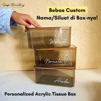 Custom Acrylic Tissue Box/Custom Nama di Box/Tempat Tisu Custom