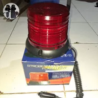 Lampu strobo bulat led merah 12/24V magnet colok laiter