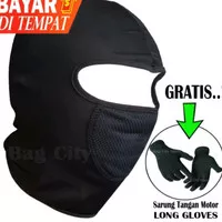 Masker Motor Masker ninja Motif Hitam Polos 1 pcs