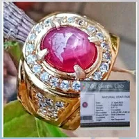 Cincin Batu Permata Ruby Star Natural Memo Lab