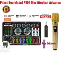 Paket Microphone Wireless Soundcard F999 live Tiktok Facebook Youtuber