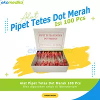 Pipet Tetes Kaca Pendek Merah isi 100 / Pipet tetes Pendek dot Merah