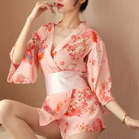 Kimono Lingerie Baju Tidur Wanita Cosplay Jepang Tradisional Pink Mini