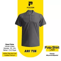 Polozin | Kaos Polo Shirt Kerah Polos Pria Wanita CVC Pique - Abu Tua