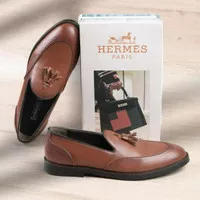 Sepatu Loafers Pria Casual Formal Kerja Lvnatica Huesca Brown