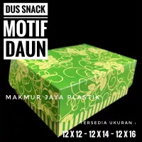 DUS SNACK KOTAK BOX KARDUS MOTIF DAUN HIJAU MODEL SLIP TANPA STEPLES