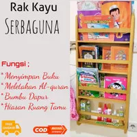 Rak buku kayu 4 susun - Tempat bumbu dapur - Interior Ruang Serbaguna