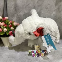 Boneka gajah putih pita merah Ella the White Elephant with Red Bow