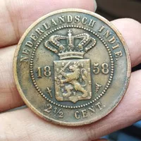 Koin Kuno Nederlandsch Indie 2 1/2 Cent 1858