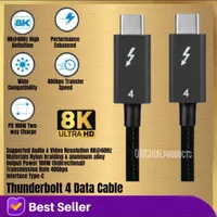 Kabel Thunderbolt 4 data cable 40Gbps 8K 60hz PD 100W Usb C Macbook