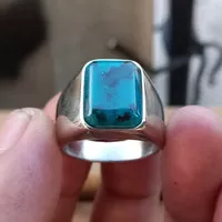 cincin batu bacan doko kotak cutting ring titanium silver