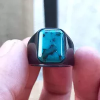 cincin batu bacan doko kotak cutting ring black titanium