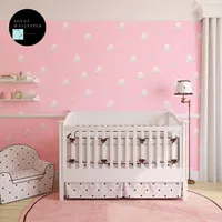 WALLPAPER DINDING MURAH MOTIF AWAN LANGIT BIRU PINK KIDS STORY