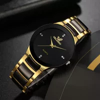 JAM TANGAN PRIA ORLANDO ORIGINAL RANTAI GOLD HITAM LAIGO JAM095B5