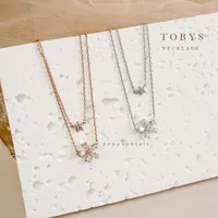 Poppypetals flower paved crystal zirconia necklace set Tobys