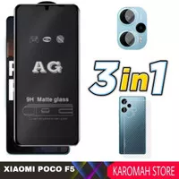 PAKET Tempered Glass AG Matte Xiaomi Poco F5 + TG Camera + Skin Carbon