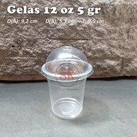 Gelas Plastik Cup Plastik 12 oz 5 gr + Tutup Datar / Cembung (Paket 50