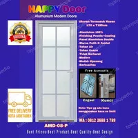 Pintu Aluminium Modern-Happy Door-AMD 08-Full Kaca Es 5mili-Ornamen