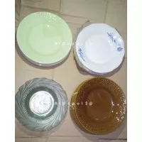 Piring Makan Beling Bening Clear Motif Kecil Sedang Keramik Plate Dish