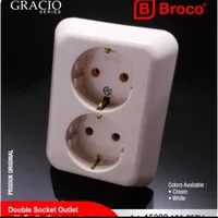 BROCO GRACIO STOP KONTAK ARDE DOUBLE SOCKET CREAM 15320 IB 2 LUBANG 