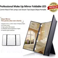 Cermin Rias Professional Make Up Mirror Led Foldable Kaca Lipat 3 Sisi