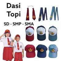 Topi Dasi Seragam Sekolah SD SMP SMA SMK Logo Bordir Putra Putri